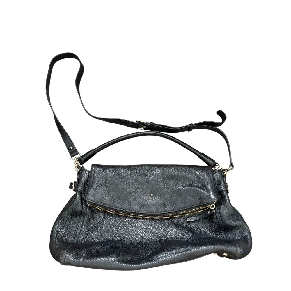 Kate Spade Shoulder Bag Black Pebbled Leather Convertible Crossbody